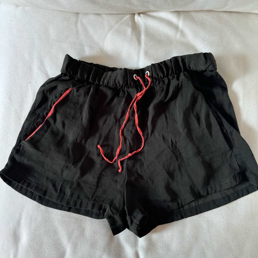 Zara Basic women's dark green satin lounge shorts size S